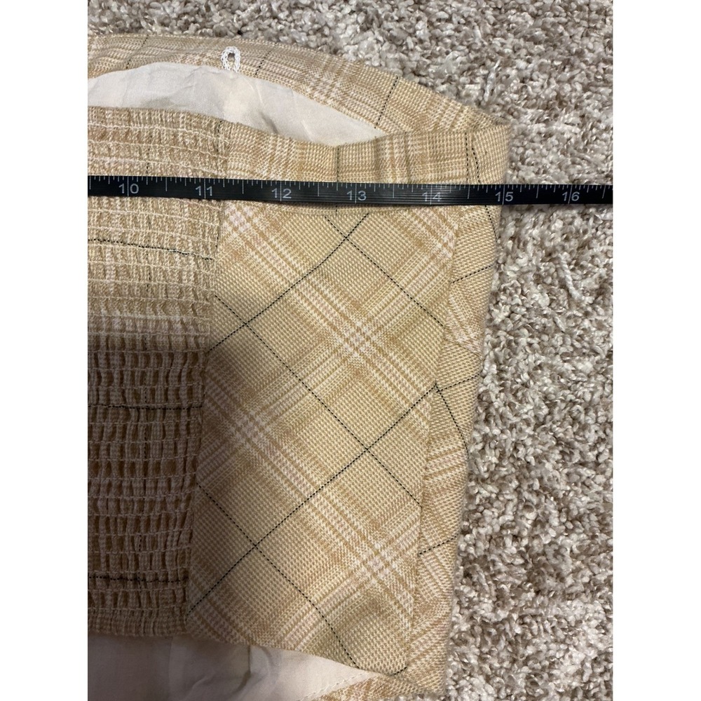 Free People Tan Plaid Strapless Corset Tube Top Smocked Back Size 4 - Picture 5 of 7